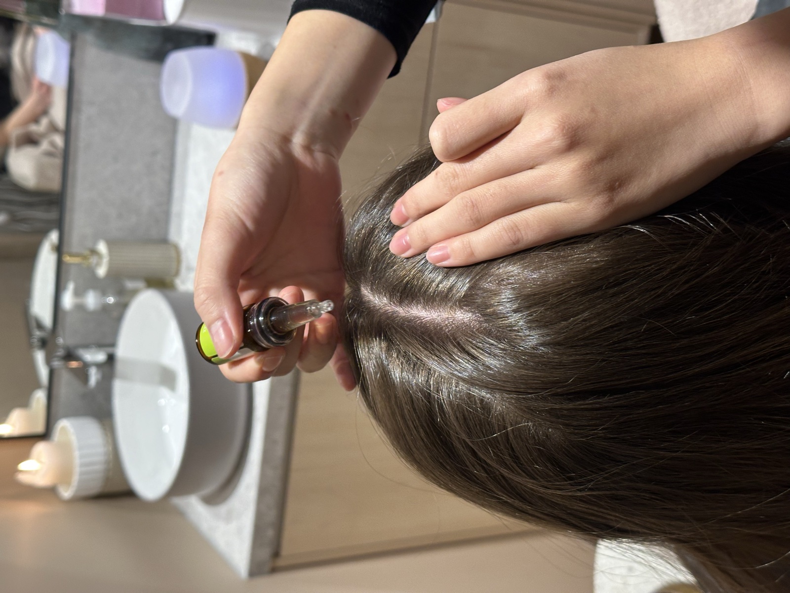 Scalp treatment in progress at Yuki House